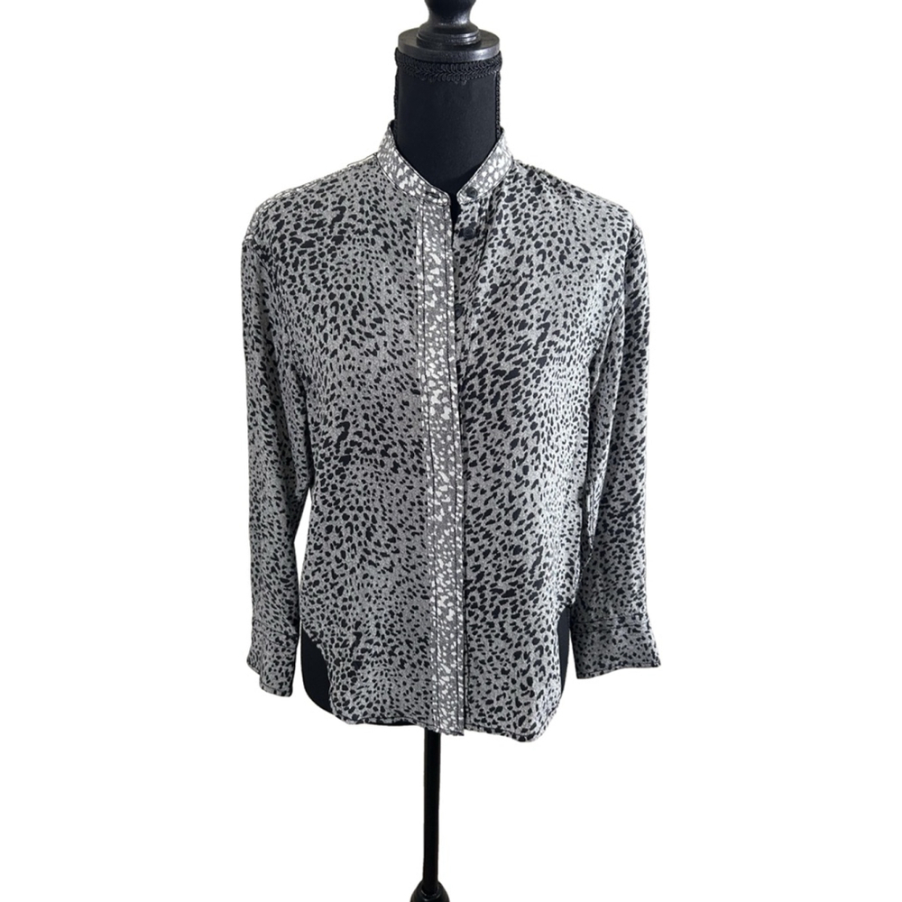 Rag & Bone Women's Gray Animal Print Button-Up Blouse, Size XXS